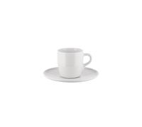Alessi Itsumo NF07/76S - Set di Una Tazza da Caffè di Design, con Sottotazza, Uso Quotidiano, Estetica Minimale, in Porcellana Bianca, Diametro 12.5 cm