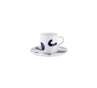Alessi Itsumo - Yunoki ware NF08/76S - Set di Tazza da Caffè di Design, con Sottotazza, Estetica Minimale, in Porcellana Bianca con Decoro Samiro Yunoki, Diametro 12.5 cm