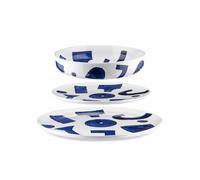 Alessi Itsumo - Yunoki ware NF08S12 - Servizio di Piatti di Design, Uso Quotidiano, Estetica Minimale, in Porcellana Bianca con Decoro Samiro Yunoki, 12 Pezzi