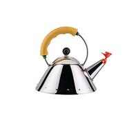 Alessi Kettle 9093/1 Y - Bollitore di Design, Adatto a Cottura ad Induzione, Fondo in Acciaio Inossidabile Lucido 18/10 con Manico e Fischietto a Uccellino in PA, Giallo, 100cl