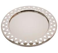 Alessi KK23 - Vassoio rotondo con bordo trafitto in acciaio inossidabile, Argento lucido, Diametro 48 cm