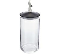 Alessi LulàJar AMMI21 B Contenitore per Cibo per Cani di Design con Coperchio Decorato, Vetro e Resina Termoplastica, Nero