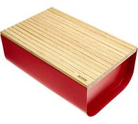 Alessi Mattina BG03 R - Cassetta per Pane, Acciaio Colorato con Resina Epossidica, Legno di Bambù, Rosso