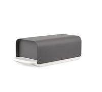 Alessi Mattina BG04 DG Burriera in Porcellana di Design con Coperchio in Acciaio Inossidabile 18/10 Colorato con Resina Epossidica, Grigio Scuro