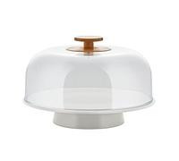 Alessi Mattina BG06 WG Alzata di Design in Porcellana con Campana in PMMA e Pomolo in Legno di Bambù, Warm Grey