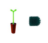 Alessi Merdolino ASG04 Scopino di Design in Resina Termoplastica per Pulizia WC, Marrone & SG04SPAZZO Spazzola per Scopino da Bagno