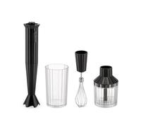 Alessi Plissé MDL10S B - Frullatore a Immersione di Design con Bicchiere Graduato, Frusta e Tritatutto, in Resina Termoplastica, Spina Europea 500W, Nero