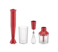 Alessi Plissé MDL10S R - Frullatore a Immersione di Design con Bicchiere Graduato, Frusta e Tritatutto, in Resina Termoplastica, Spina Europea 500W, Rosso