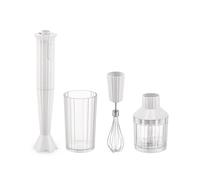 Alessi Plissé MDL10S W - Frullatore a Immersione di Design con Bicchiere Graduato, Frusta e Tritatutto, in Resina Termoplastica, Spina Europea 500W, Bianco