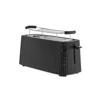 Alessi Plissé MDL15 B - Tostapane Lungo a Doppio Scomparto, in Resina Termoplastica, Griglia Scalda Brioche in Acciaio Inossidabile 18/10 e Resina Termoplastica, Spina Europea 1700 W, Nero