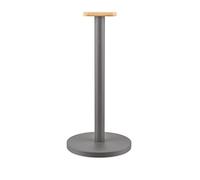 Alessi Portarotolo da Cucina in Acciaio colorato con Resina epossidica, Dark Grey pomolo in Legno di bambù, Grigio Scuro, 33 cm x 16 cm x 16 cm