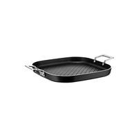 Alessi Pots&Pans Bistecchiera al, Alluminio con Rivestimento Antiaderente, Inossidabile 18/10, Fondo in Acciaio Magnetico Adatto Anche alla Cottura a Induzione, Nero, Taglia Unica