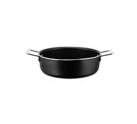 Alessi Pots&Pans Casseruola al, Alluminio con Rivestimento Antiaderente, Inossidabile 18/10, Fondo in Acciaio Magnetico Adatto Anche alla Cottura a Induzione, Nero, 24 cm