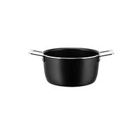 Alessi Pots&Pans Casseruola al, Alluminio con Rivestimento Antiaderente, Inossidabile 18/10, Fondo in Acciaio Magnetico Adatto Anche alla Cottura a Induzione, Nero, 20 cm