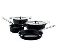 Alessi Pots&Pans Set 6 Pentole A, Alluminio con Rivestimento Antiaderente, Acciaio Inossidabile 18/10, Nero, Taglia Unica