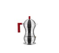 Alessi Pulcina Caffettiera Espresso di Design in Fusione di Alluminio, PA, Rosso, 3 Tazze