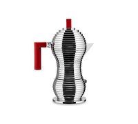 Alessi Pulcina MDL02/6 R - Caffettiera a Induzione di Design con Fondo Magnetico in Fusione d'Alluminio e PA, 6 Tazze, Rosso