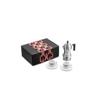 Alessi Set Alessi & Coffe Caffettiera Due Tazzine con Sottotazza Scatola Regalo