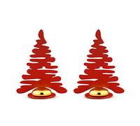Alessi Set di Due Segnaposto a Forma di Albero di Natale, Rosso, Standard