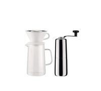 Alessi Slow coffee KT01SET - Set per Slow Coffee di Design, Composto da Macinacaffè, Caraffa, Portafiltro e Filtro in Rete, in Acciaio Inossidabile 18/10