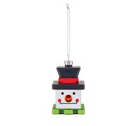 Alessi Decorazione Natale Snow Cube GJ02 3 – Pupazzo di neve in vetro decorato a mano, Multicolore