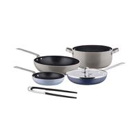 Alessi Tama GIA100S5 - Set di Pentole da Sei Pezzi, in Alluminio con Rivestimento Antiaderente e Acciaio Inossidabile 18/10