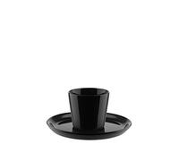 Alessi Tonale DC03/76 B - Tazzine da Caffè di Design in Gres Lucido, 4 Pezzi, Nero