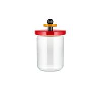Alessi ES16/100 Barattolo Ermetico in Vetro con Coperchio in Legno di Faggio, Giallo, 100 Values Collection, Acciaio, Bianco/Nero/Rosso