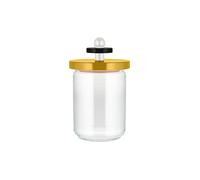 Alessi ES16/100 1 Barattolo Ermetico in Vetro con Coperchio in Legno di Faggio, 100 Values Collection, Acciaio, Bianco/Nero/Giallo