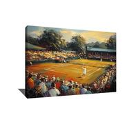 Alessio Cacciatore Quadro Campo da Tennis - Stampa su tela sportiva - Poster decorativo da parete astratto, quadro elegante e moderno, decorazione per salotto chic, idea regalo da tennis (60 x 40 cm)