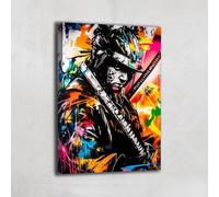 Alessio Cacciatore Quadro con cornice Samurai - Deco da parete giapponese - Tela da parete Pop Art - Stampa su tela guerriera - Quadro moderno Pop Art - Decorazione da parete Street Ar (60 x 40 cm)