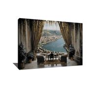 Alessio Cacciatore Quadro con vista sul mare, poster decorativo da parete, paesaggio, stampa su tela con cornice moderna, quadro contemporaneo di grandi dimensioni, decorazione da parete, soggiorno