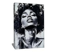 Alessio Cacciatore Quadro da donna africana con cornice, decorazione da parete nera e bianca, ritratto donna astratta, stampa su tela in bianco e nero, idea regalo per donna di compleanno (60 x 40 cm)