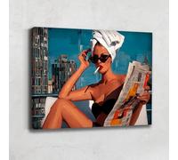 Alessio Cacciatore Quadro da donna retrò - Stampa su tela vintage - Decorazione da parete soggiorno - Tela stile anni 50 - Arte da parete moderna - Idee Deco Cucina - Quadro retrò moderno (40 x 30 cm)