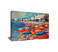 Alessio Cacciatore Quadro da spiaggia e mare, stampa su tela colorata - Quadro spiaggia mediterranea - decorazione da parete design moderno, tela paesaggio Zen, idea regalo decorazione per la casa, 60