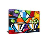 Alessio Cacciatore Quadro geometrico decorazione da parete con cornice arte astratta decorativa tela astratta moderna colorata decorazione da parete soggiorno moderno (80x60cm)