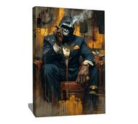 Alessio Cacciatore Quadro Gorilla Sigaro Con Cornice - Poster Arte Urbana - Quadro Street Art Mafia - Idea Regalo Adolescente Ragazzo 17 Anni - Stampa su Tela Scimmia - Decorazione animale da parete
