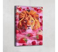 Alessio Cacciatore Quadro Lion Pop Art - Art Mural Pop Art - Stampa su tela originale - Decorazione da parete fantasia - Tela Leone Colore - Idee Deco per bambini (40 x 30 cm)