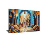 Alessio Cacciatore Quadro moderno orientale - Decorazione da parete musulmana - Stampa su tela Cucina - Quadro Maghreb - Decorazione araba - Tela islamica con cornice - Idea regalo decorativa (60 x 40