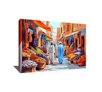 Alessio Cacciatore Quadro orientale marocchino - Decorazione da parete islamica - Stampa su tela colorata - Decorazione Maghreb - Quadro arabesco - Deco Medio Oriente - Tela contemporanea (120 x 80 cm