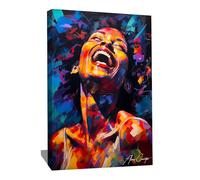 Alessio Cacciatore Quadro per il viso da donna africana - Decorazione murale africana - Stampa su tela per il viso - Tela da parete colorata - Lavagna da donna nera - idea regalo alla moda (60 x 40 cm