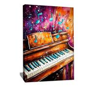 Alessio Cacciatore Quadro per pianoforte - Decorazione da parete Musica - Stampa su tela con cornice - Quadro colorato moderno originale - Decorazione per camera dei bambini - Regalo per insegnante di