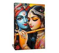 Alessio Cacciatore Quadro su tela indiana - Decorazione murale spirituale - Stampa su tela con cornice Zen - Decorazione da parete indù - Quadro con cornice moderna design soggiorno (80 x 60 cm)