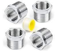 Alethron Riduttore da 1/2 a 3/8, 4 pezzi, in acciaio inox, riduttore da 1/2 a 3/8, nipplo di riduzione da 1/2 a 3/8, con nastro di tenuta filettato, adattatore filettato per tubi dell'acqua AG Ø 20 mm