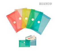 Alevar Buste Porta Biglietti da Visita con Bottone Formato 10 x 6,2 cm, Polipropilene con Chiusura a Pressione, Colore Trasparente, Confezione da 24 Pezzi
