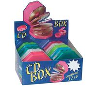 Alevar Custodia Porta CD da 12 Posti, Organizer Portatile per CD DVD e Blu-ray, in Plastica Rigida Trasparente, Formato 15,5x15,5x3 cm, Colori Assortiti, Confezione da 10 Pezzi