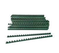 Alevar Dorsi in Plastica a Spirale per Rilegatura, 21 Anelli Diametro 10 mm, Formato A4, Capacità da 41 a 55 Fogli, Colore Verde, Confezione da 100 Pezzi