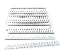 Alevar Dorsi in Plastica a Spirale per Rilegatura, 21 Anelli Diametro 19 mm, Formato A4, Capacità da 121 a 150 Fogli, Colore Bianco, Confezione da 100 Pezzi