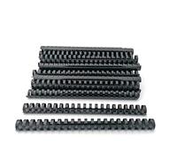 Alevar Dorsi in Plastica a Spirale per Rilegatura, 21 Anelli Diametro 22 mm, Formato A4, Capacità da 151 a 180 Fogli, Colore Nero, Confezione da 50 Pezzi