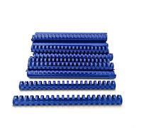 Alevar Dorsi in Plastica a Spirale per Rilegatura, 21 Anelli Diametro 25 mm, Formato A4, Capacità da 181 a 200 Fogli, Colore Blu, Confezione da 50 Pezzi